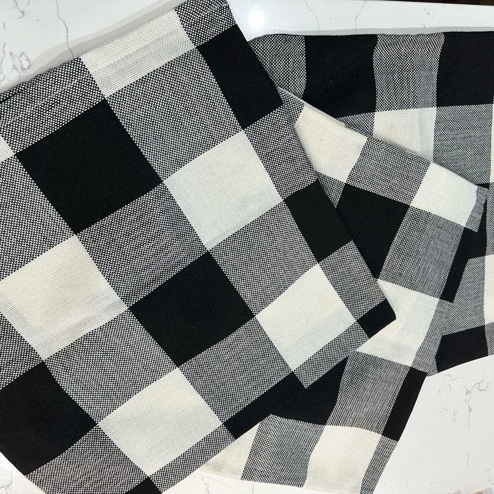 Pillowcase Decorative Black and White Checkered Fabric Pillowcase (3)